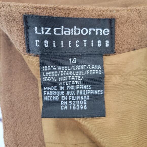 Liz Claiborne Collection size 14 brown knee length straight skit 100% wool - Picture 3 of 6